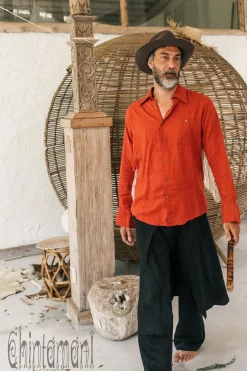 Alma Linen Shirt / Red Ochre