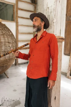 Alma Linen Shirt / Red Ochre