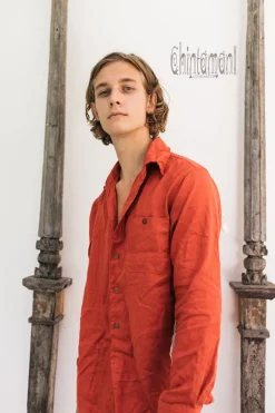 Alma Linen Shirt / Red Ochre