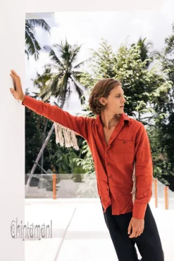 Alma Linen Shirt / Red Ochre