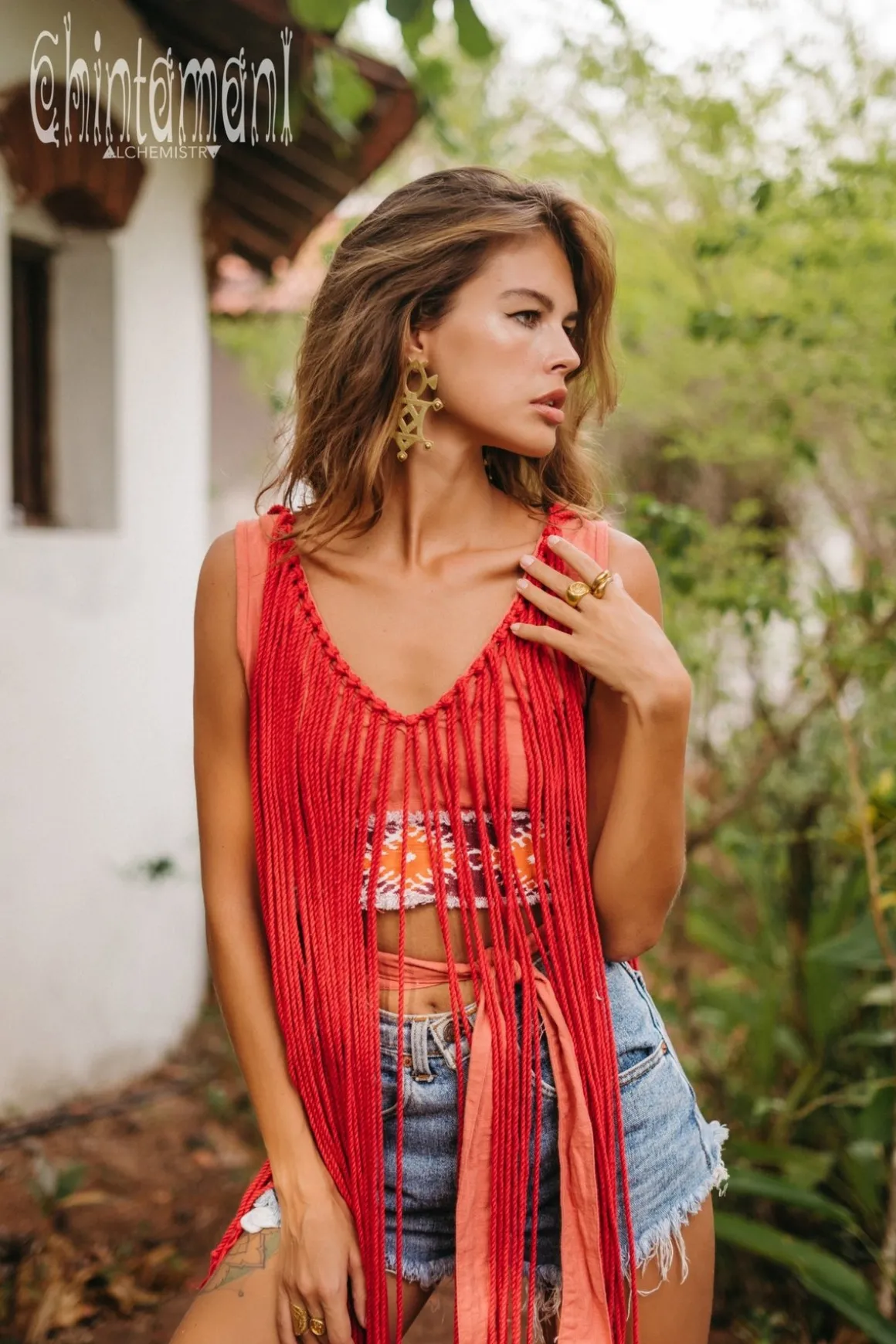 Apache Crop Top / Salmon Red