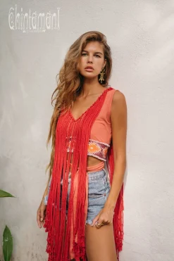 Apache Crop Top / Salmon Red