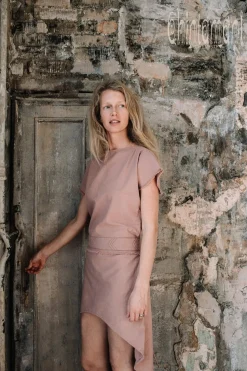 Asymmetric Midi Dress / Dusty Rose