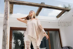 Asymmetric Ripped Top / Beige