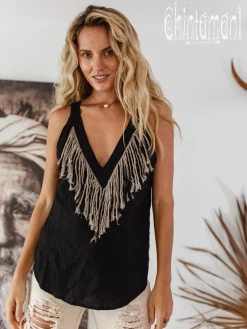 Backless Linen Top / Black