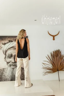 Backless Linen Top / Black