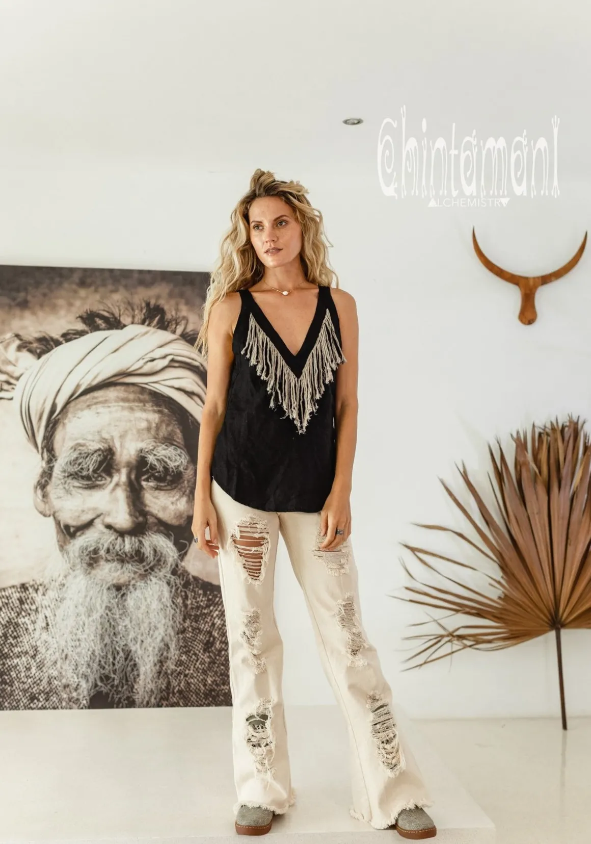 Backless Linen Top / Black