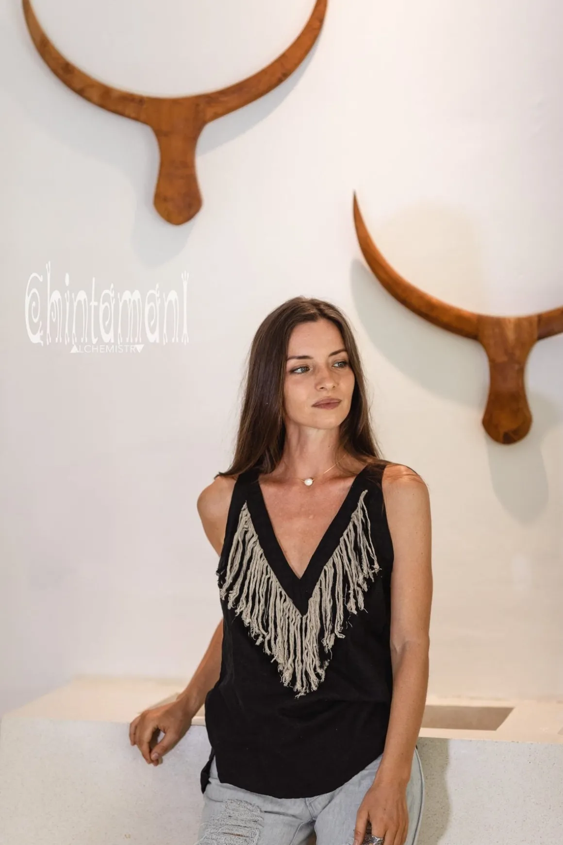 Backless Linen Top / Black