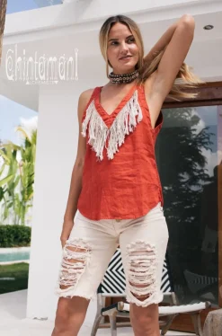 Backless Linen Top / Red Ochre