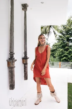 Backless Tunic Dress / Red Ochre