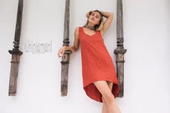 Backless Tunic Dress / Red Ochre