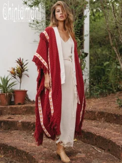Berber Poncho Coat / Red Ochre
