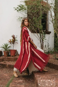 Berber Poncho Coat / Red Ochre