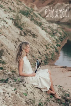 Bleached Denim Skirt / Off White