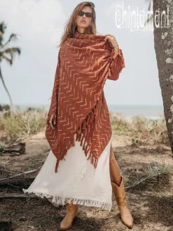 Block Print Cloak / Rust