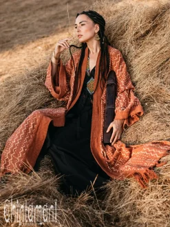 Block Print Kimono / Rust