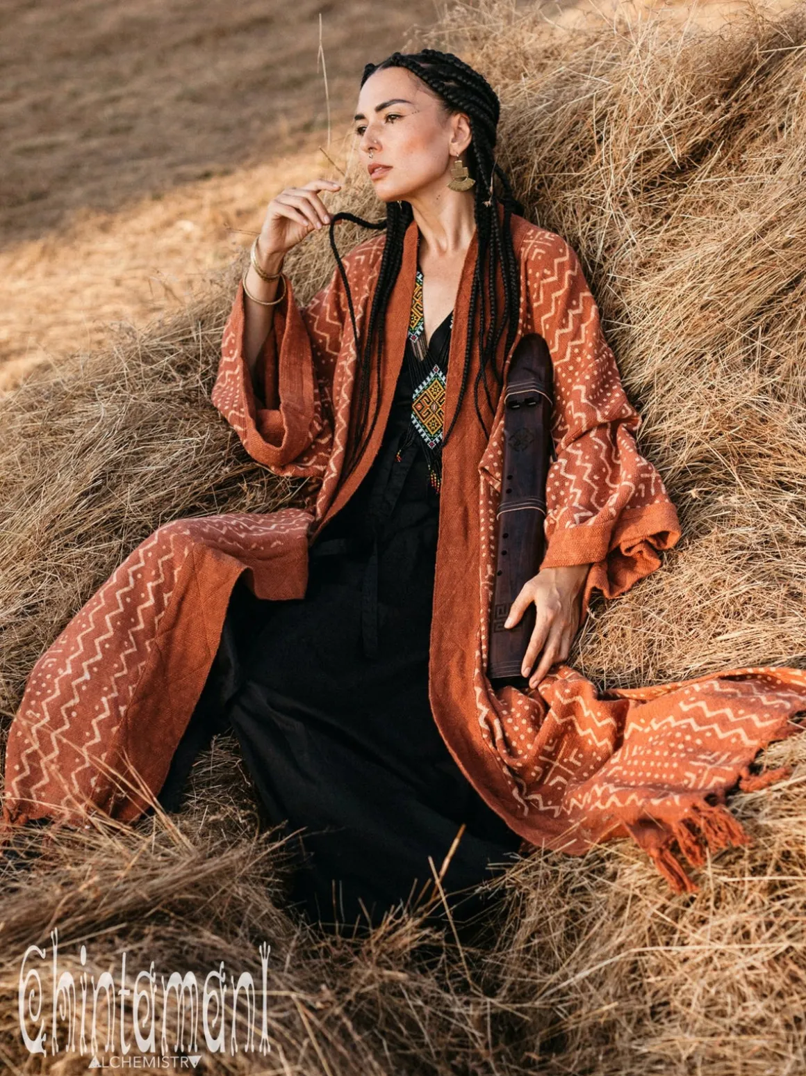 Block Print Kimono / Rust