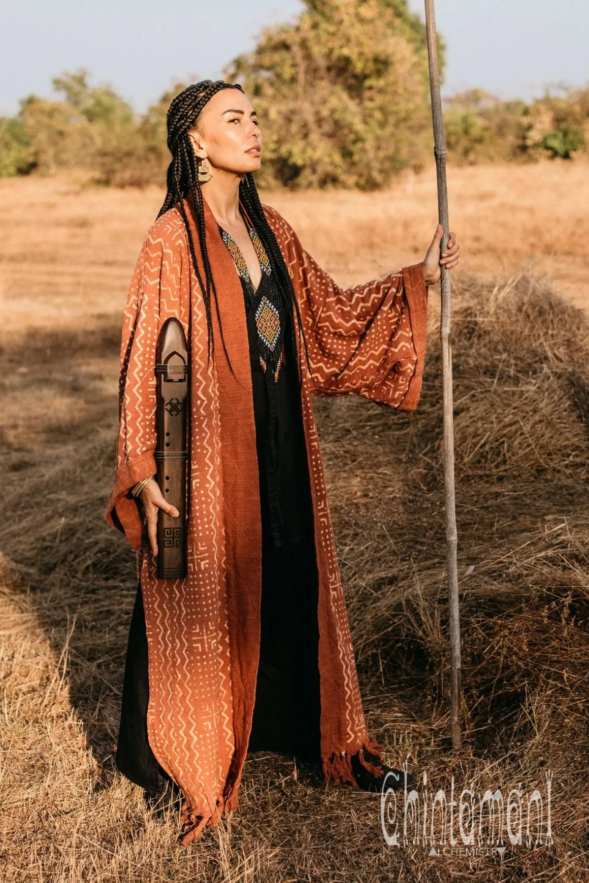 Block Print Kimono / Rust