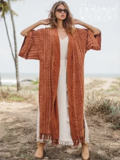 Block Print Kimono / Rust