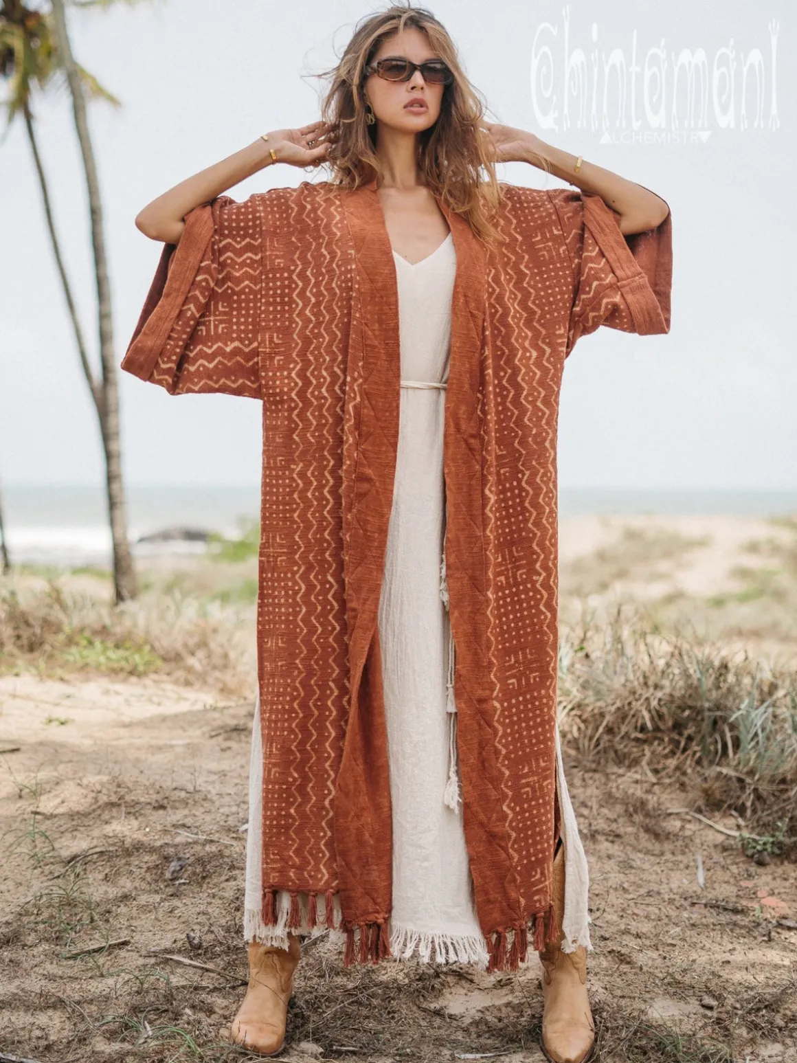 Block Print Kimono / Rust
