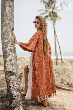 Block Print Kimono / Rust