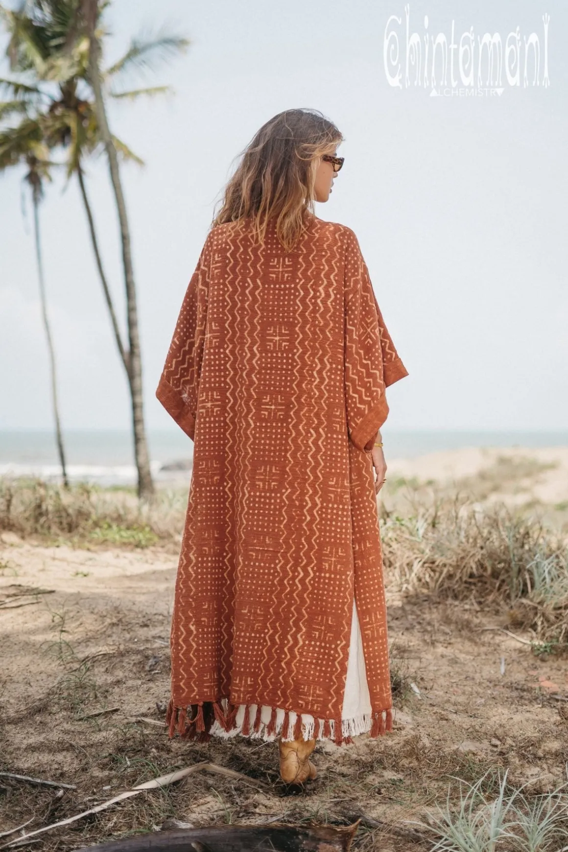 Block Print Kimono / Rust