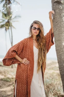 Block Print Kimono / Rust