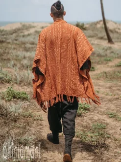 Block Print Poncho / Rust