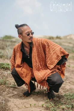 Block Print Poncho / Rust