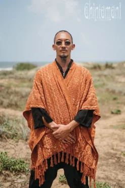 Block Print Poncho / Rust