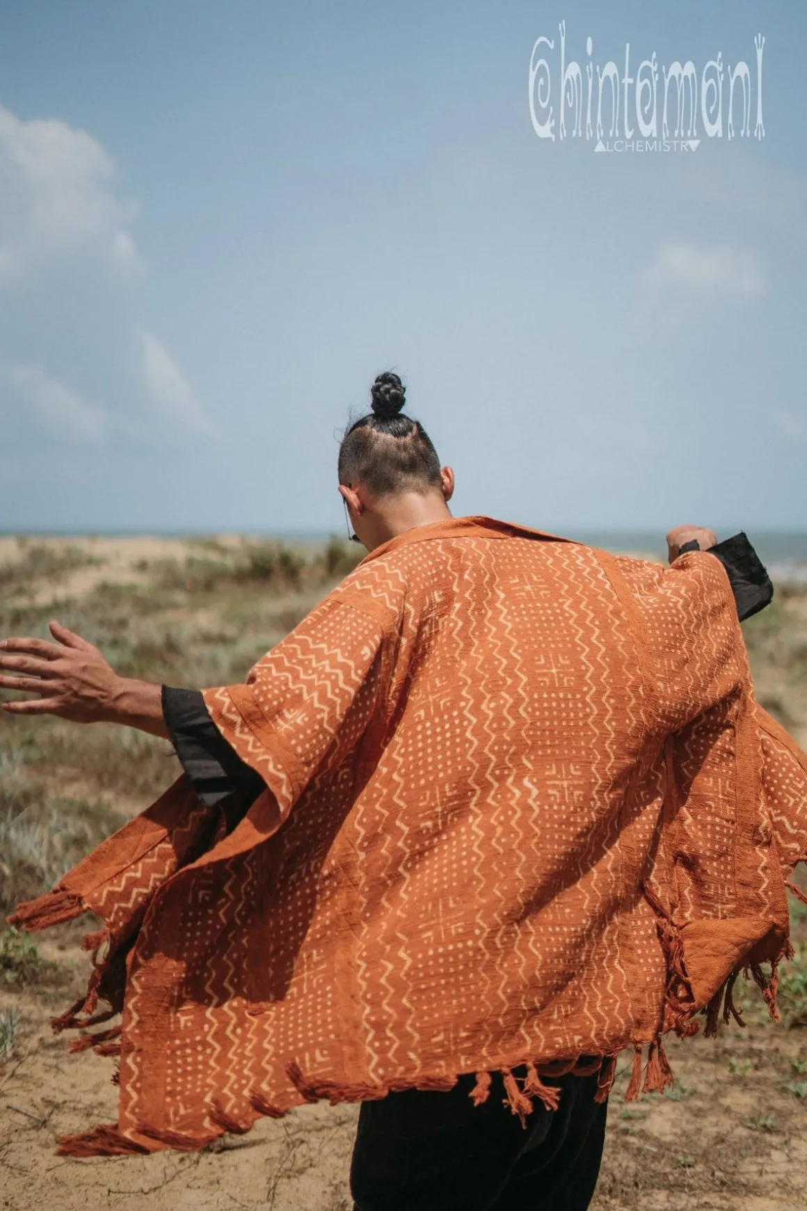 Block Print Poncho / Rust