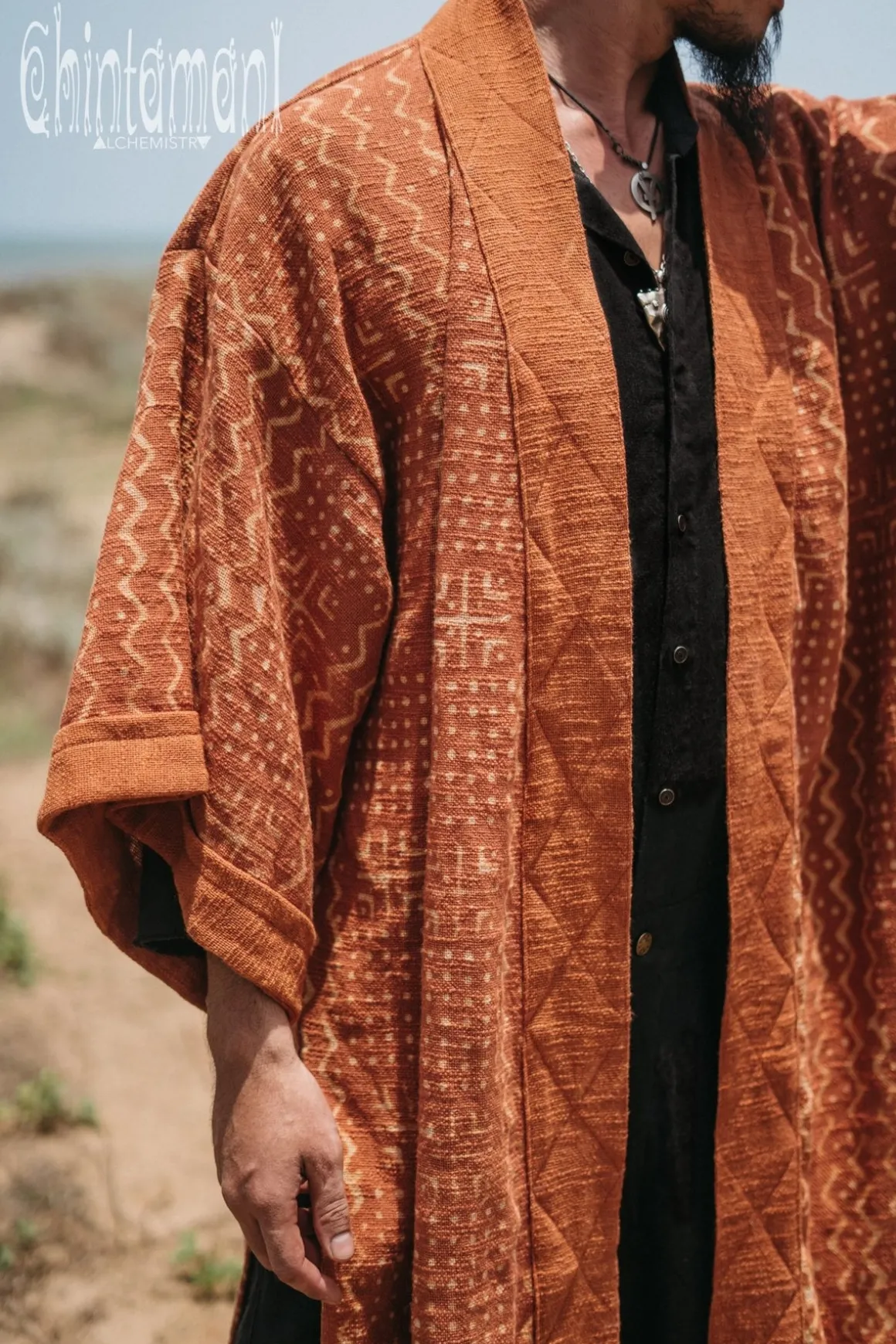 Block Print Robe / Rust