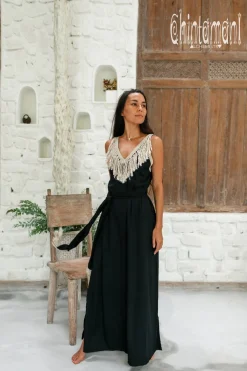 Boho Fringed Dress / Black