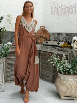 Boho Fringed Dress / Dusty Pink