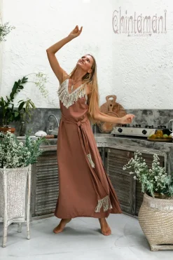 Boho Fringed Dress / Dusty Pink