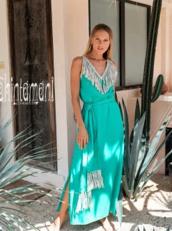 Boho Fringed Dress / Green