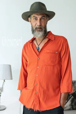 Cotton Men's Shirt / Red Ochre