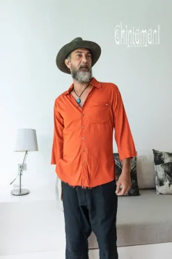 Cotton Men's Shirt / Red Ochre