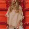 Cotton Poncho Top / Beige