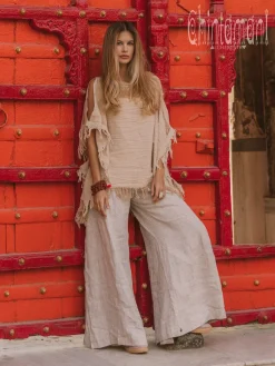 Cotton Poncho Top / Beige