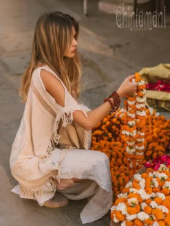 Cotton Poncho Top / Beige