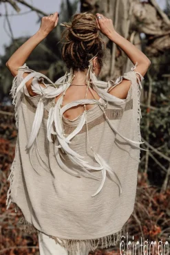 Cotton Poncho Top / Beige