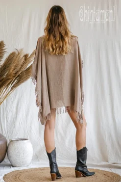 Cotton Poncho Top / Coffee