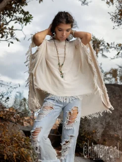 Cotton Poncho Top / Off White