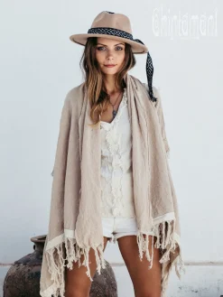 Cotton Sleeves Shawl / Beige