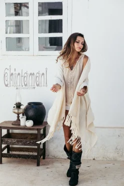 Cotton Sleeves Shawl / Off White