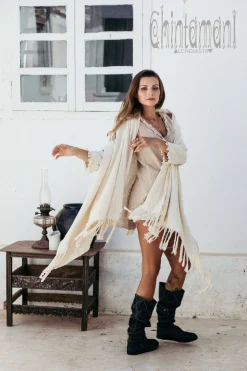 Cotton Sleeves Shawl / Off White