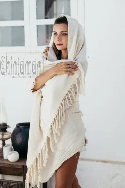 Cotton Sleeves Shawl / Off White