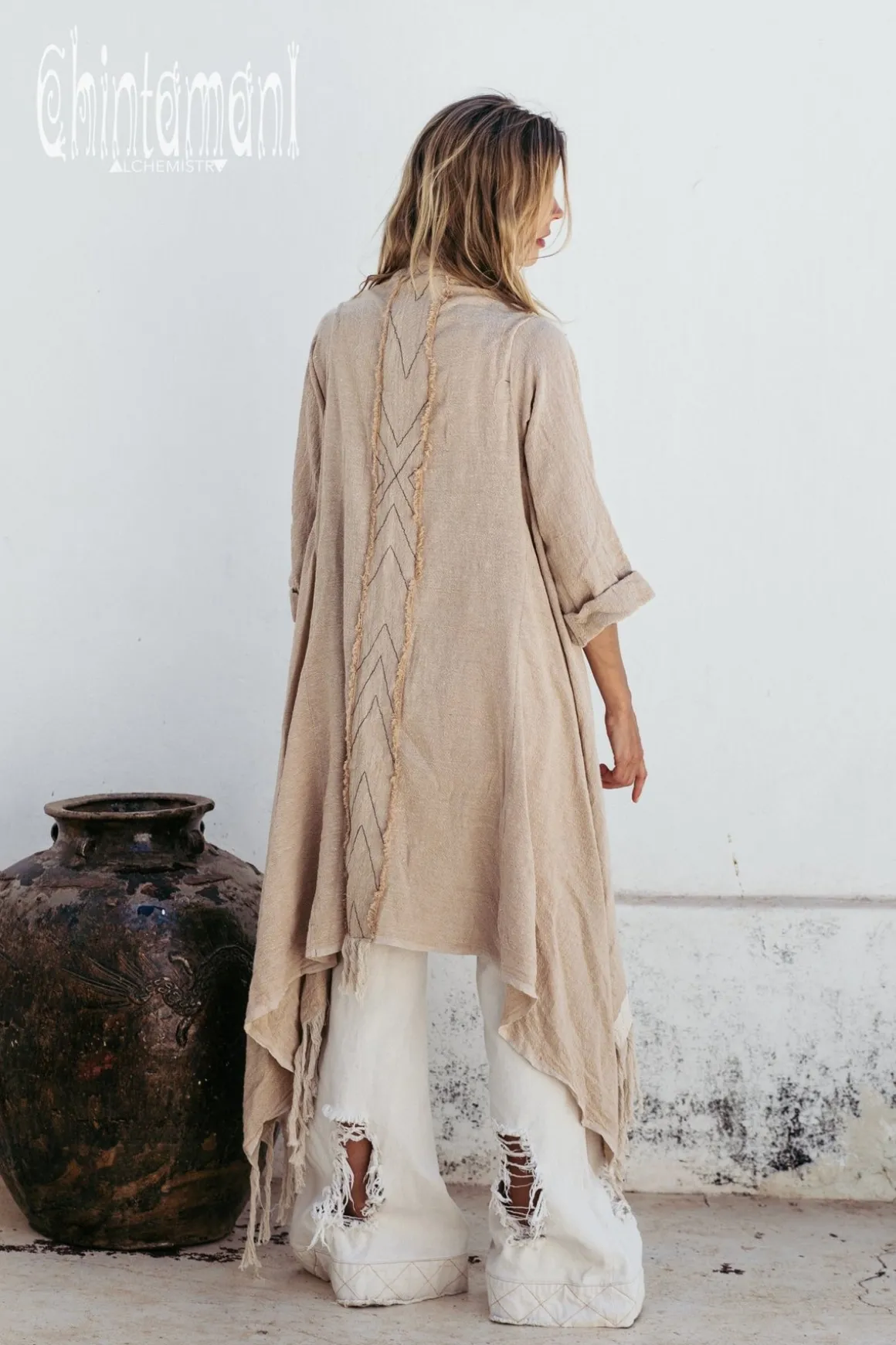 Cotton Wrap Cardigan / Beige