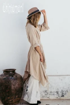 Cotton Wrap Cardigan / Beige